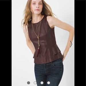 🆕White House Black Market Leather Top Size 8